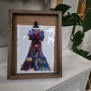 Photo Frame with Clip Wood Frame Canvas Backdrop Chicken Image